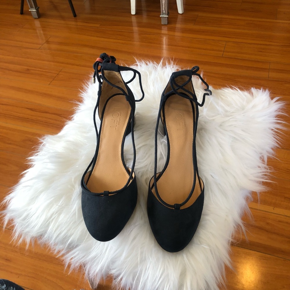LOFT Blue Lace Up Pumps - Block Heels